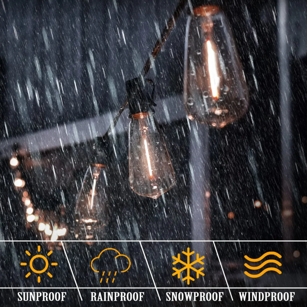 Outdoor String Lights Solar-Powered 10 Shatter-Resistant Bulbs
