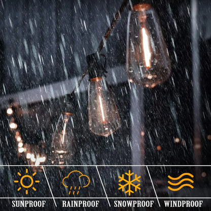 Outdoor String Lights Solar-Powered 10 Shatter-Resistant Bulbs