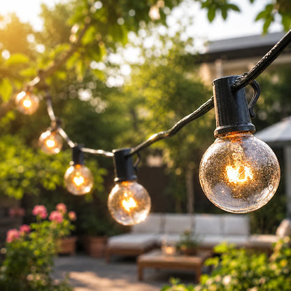 Outdoor String Lights Solar-Powered Warm White 39 Ft
