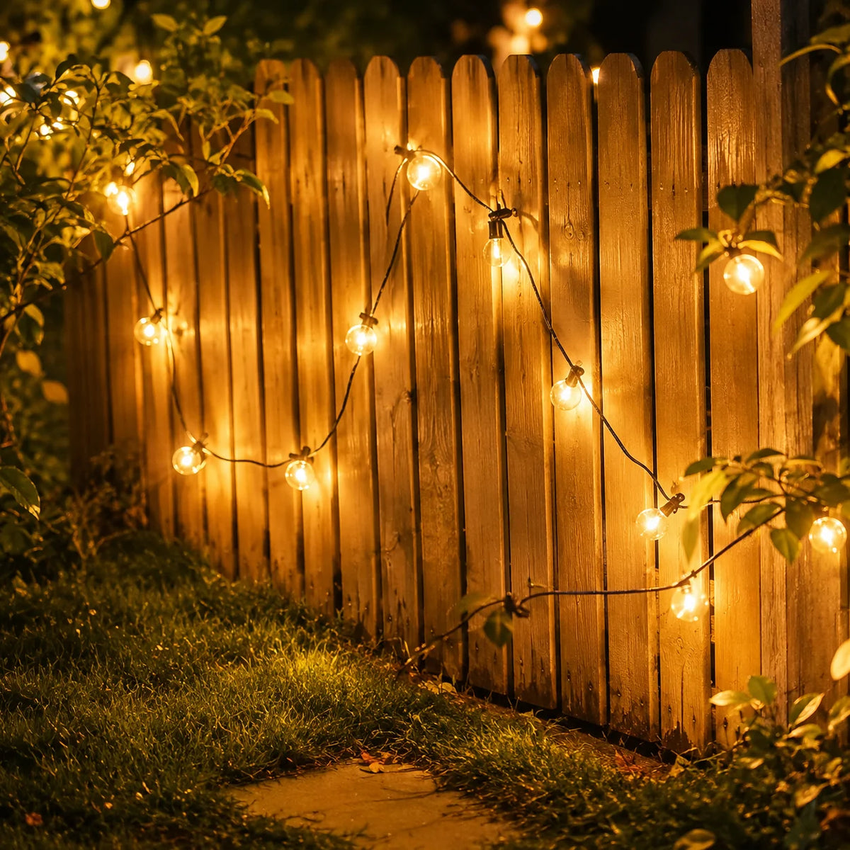 Outdoor String Lights Solar-Powered Warm White 39 Ft