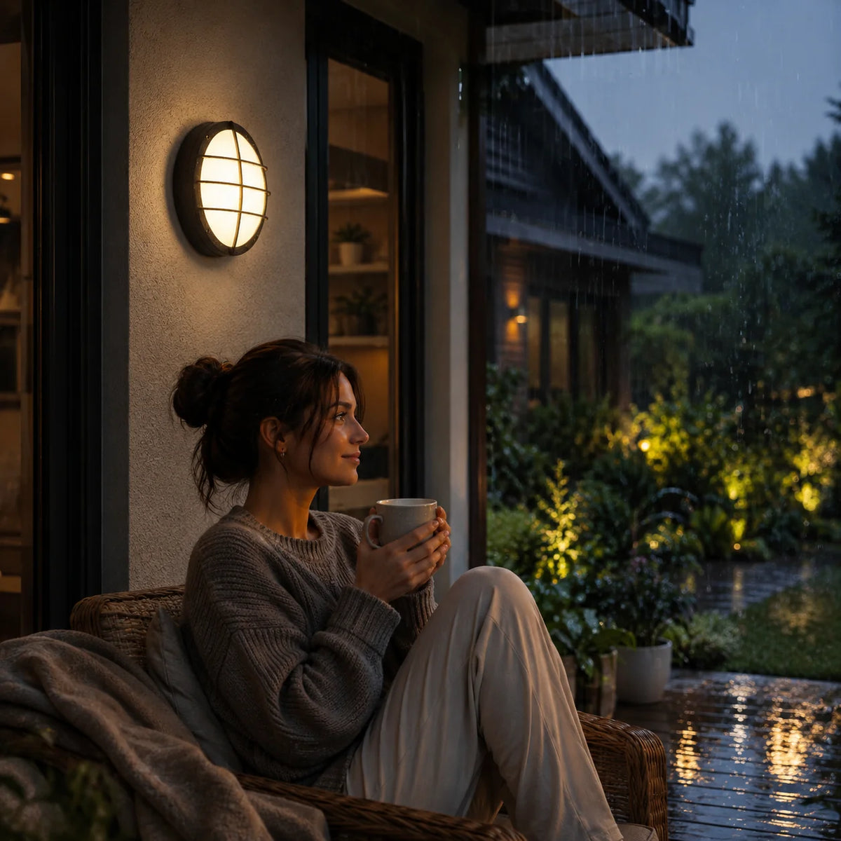 Outdoor Wall Light Warm White Integrated LED IP65 Waterproof