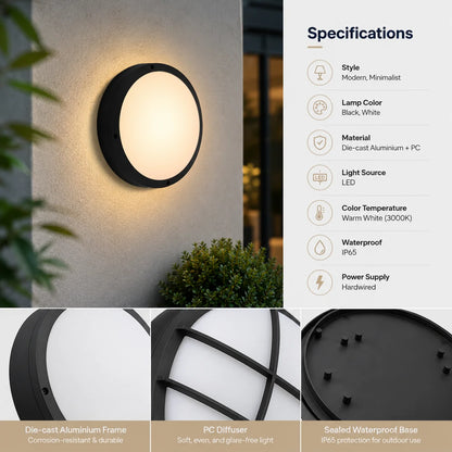 Outdoor Wall Light Warm White Integrated LED IP65 Waterproof