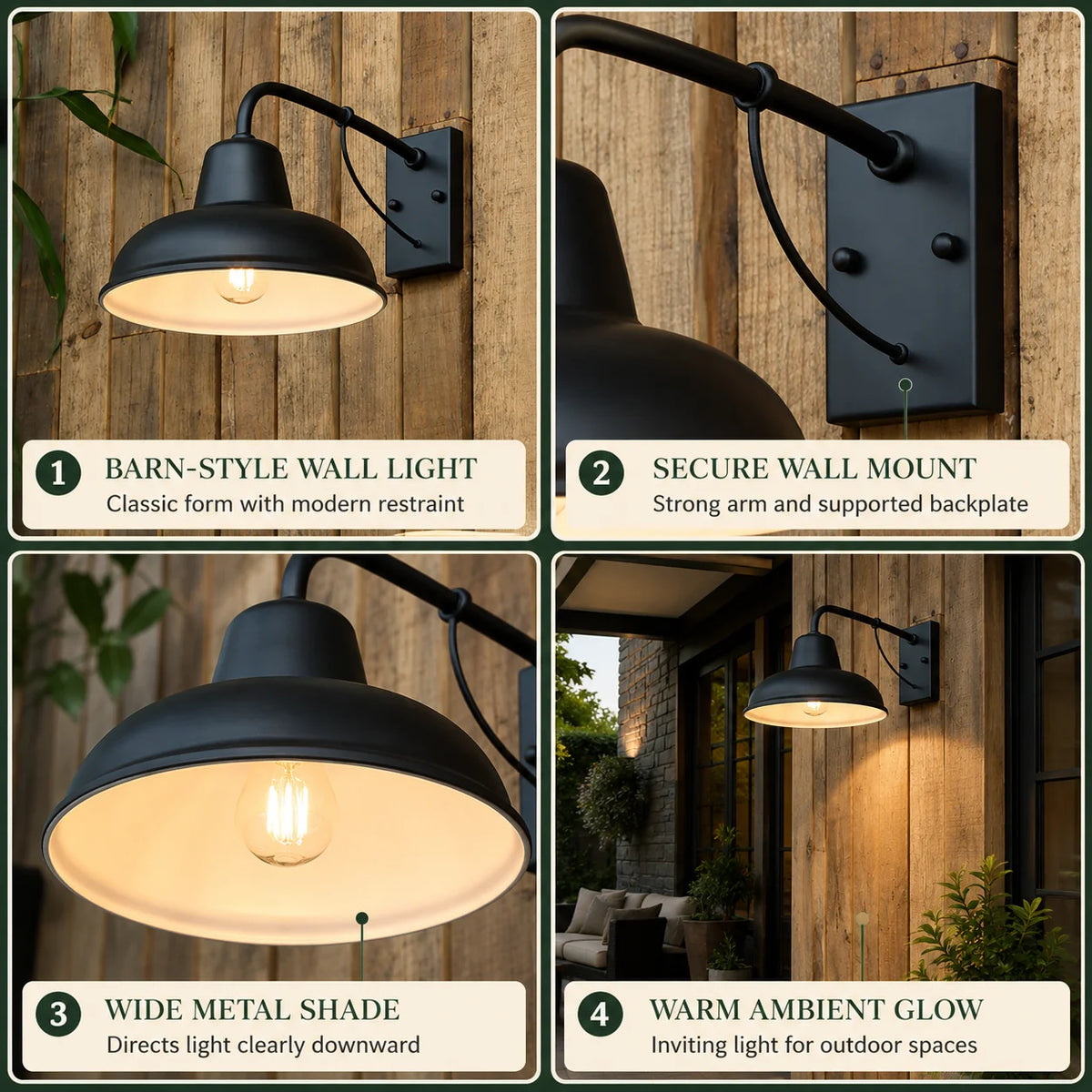 Outdoor Wall Sconce Gooseneck Arm Solid Iron