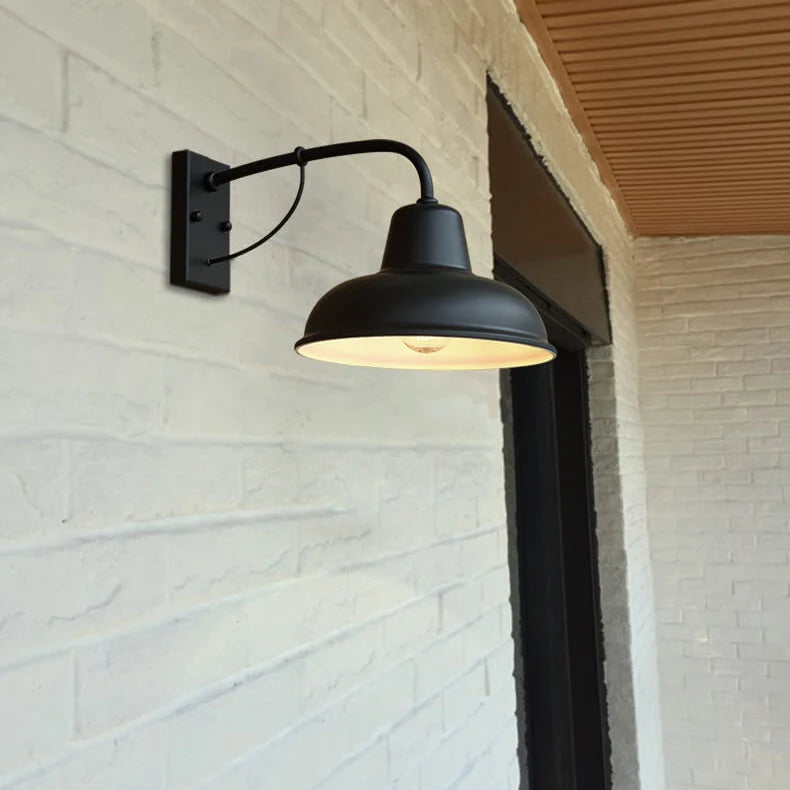 Outdoor Wall Sconce Gooseneck Arm Solid Iron