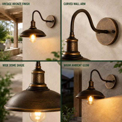 Outdoor Wall Sconce Gooseneck Downlight Aluminum Body