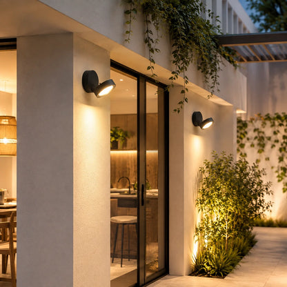 Outdoor Wall Sconce Round Integrated LED Weatherproof Aluminum