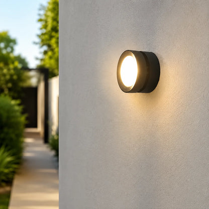 Outdoor Wall Sconce Round Integrated LED Weatherproof Aluminum