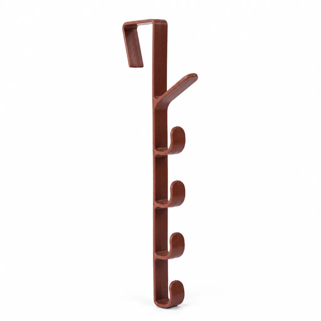 Over-the-Door Coat Rack 5 Hooks No-Tool Installation