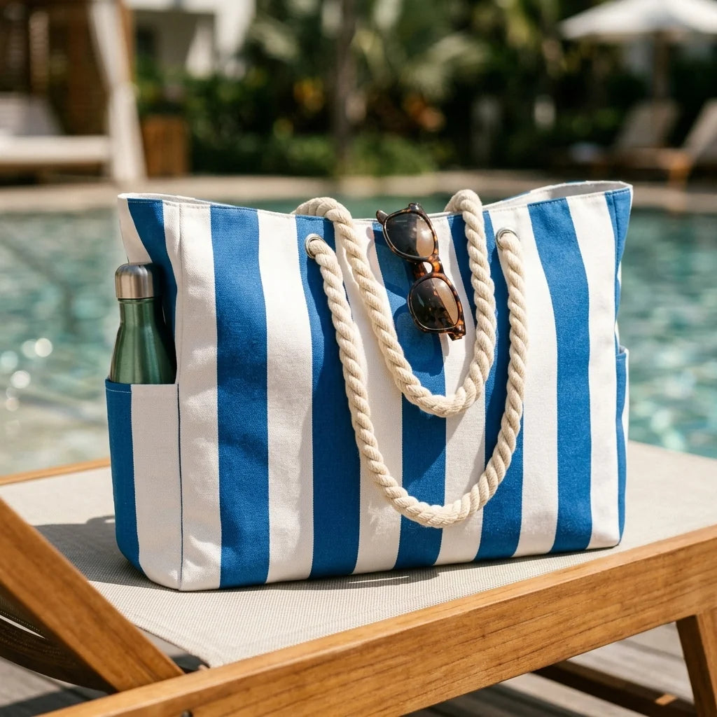 Oversized Beach Tote Waterproof & Sandproof Zippered Top