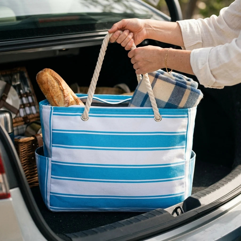Oversized Beach Tote Waterproof & Sandproof Zippered Top