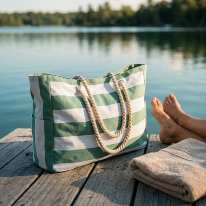 Oversized Beach Tote Waterproof & Sandproof Zippered Top