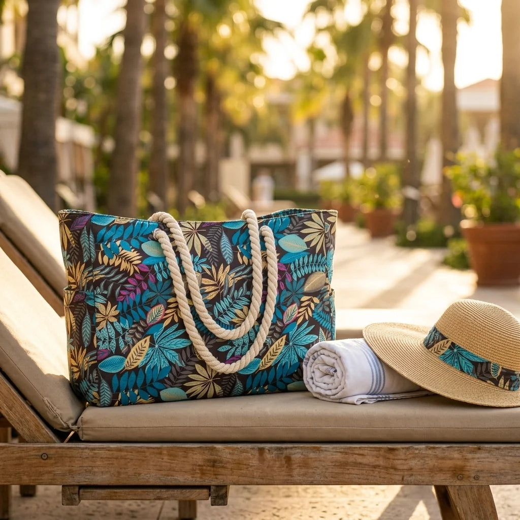 Oversized Beach Tote Waterproof & Sandproof Zippered Top