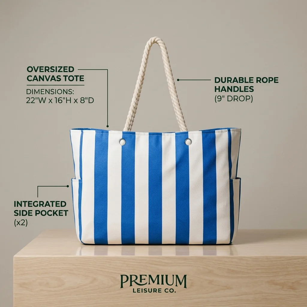 Oversized Beach Tote Waterproof & Sandproof Zippered Top