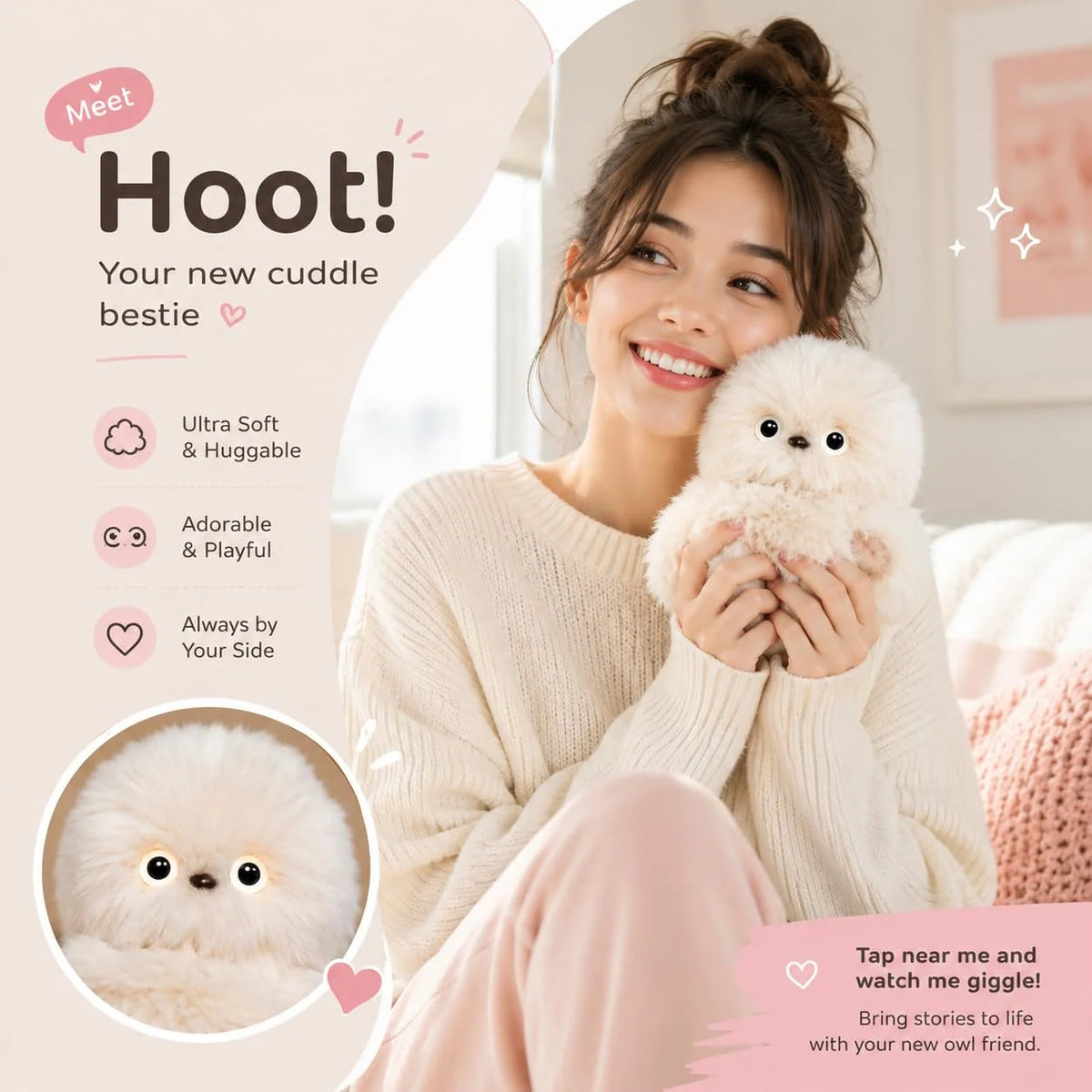 Owl Plush Keychain Voice-Repeating Music & Head-Turning