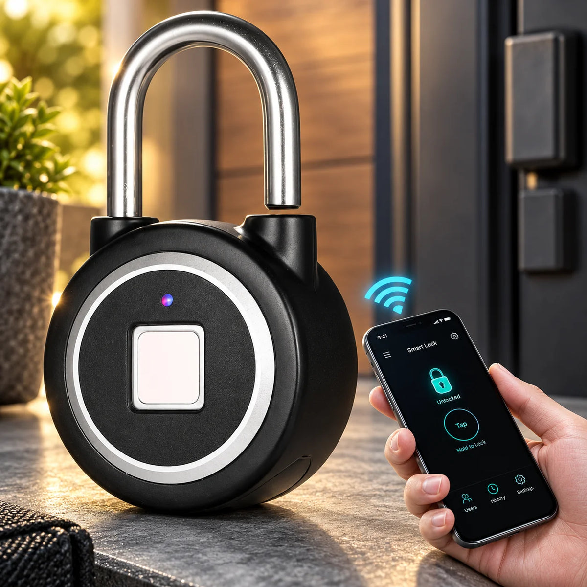Padlock Fingerprint & Bluetooth App IP65