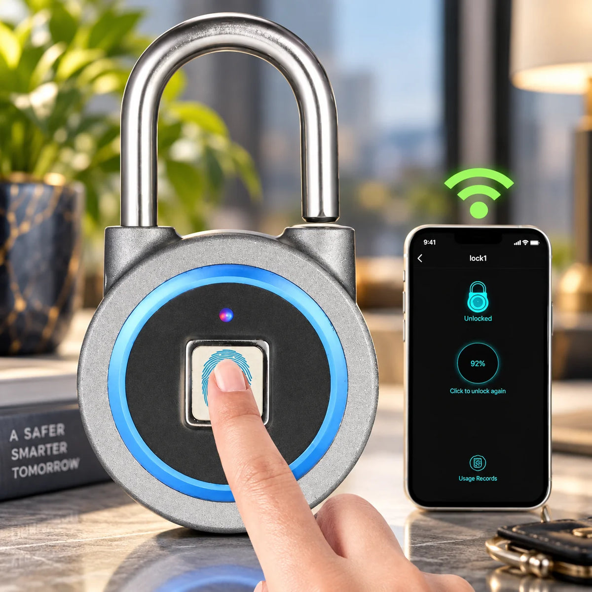 Padlock Fingerprint & Bluetooth App IP65