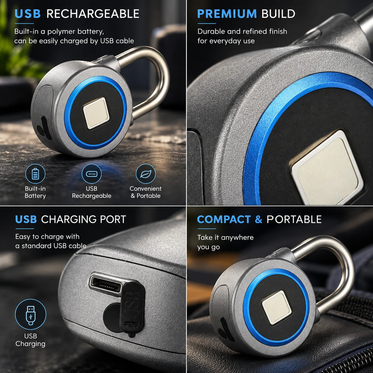 Padlock Fingerprint & Bluetooth App IP65