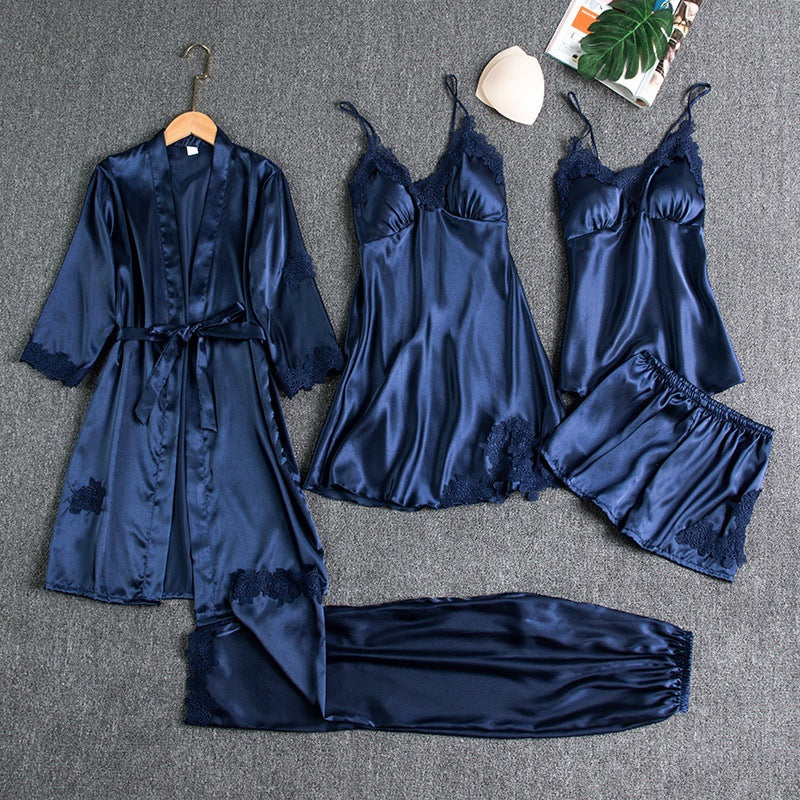 Pajama Set 5-Piece Silky Soft Kimono & Slip