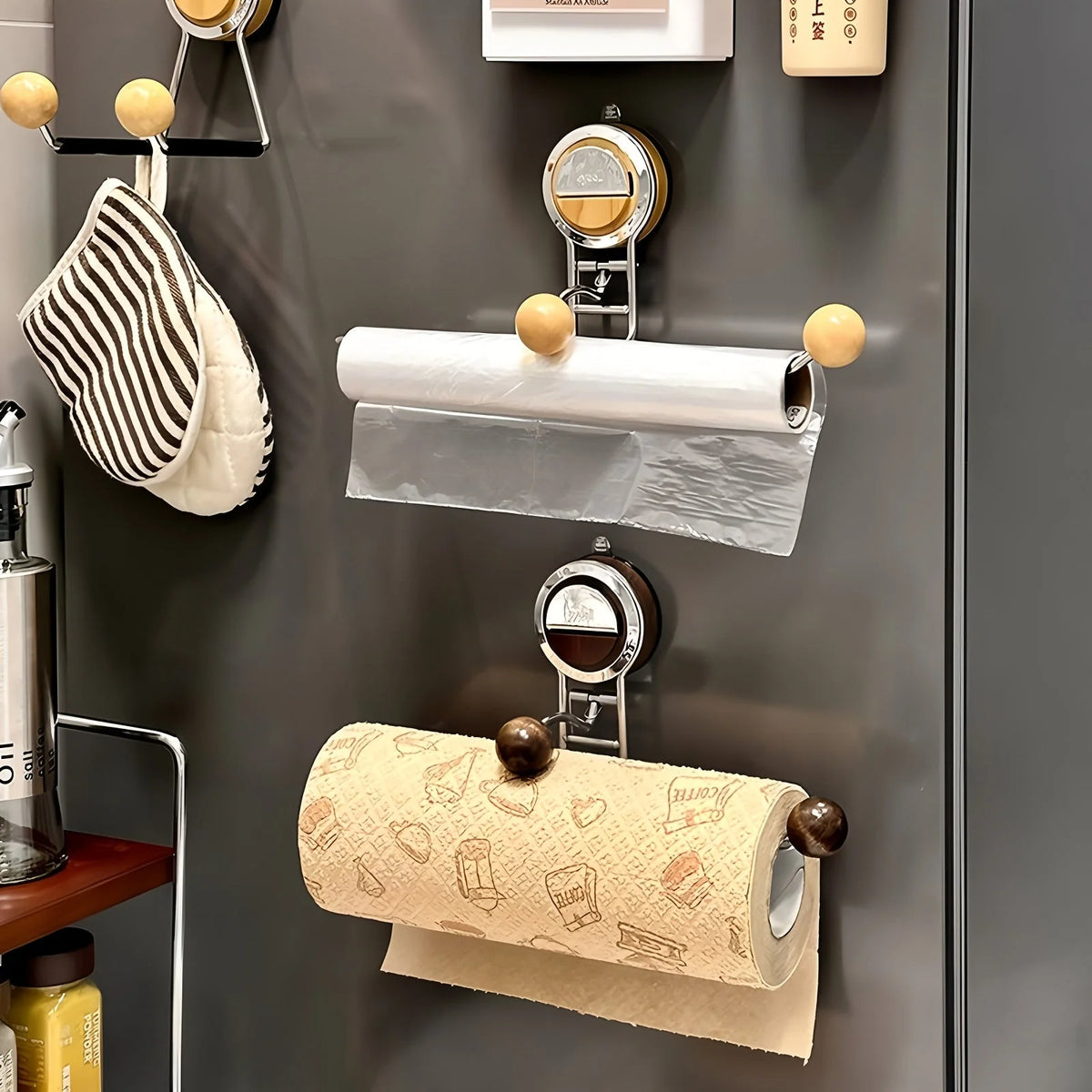 Paper Towel Holder No-Drill Suction Cup Mount Stainless Steel