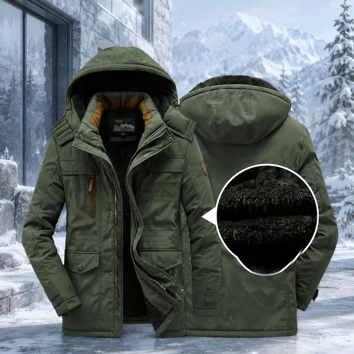 Parka Mid-Length Quilted & Fleece-Lined Detachable Hood
