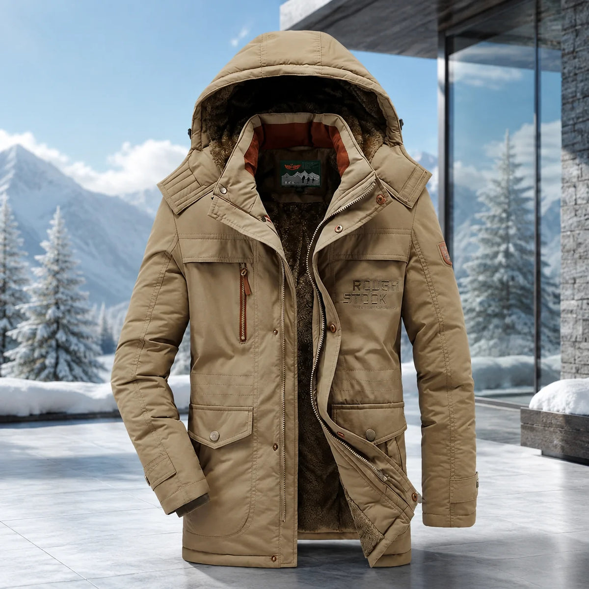 Parka Mid-Length Quilted & Fleece-Lined Detachable Hood