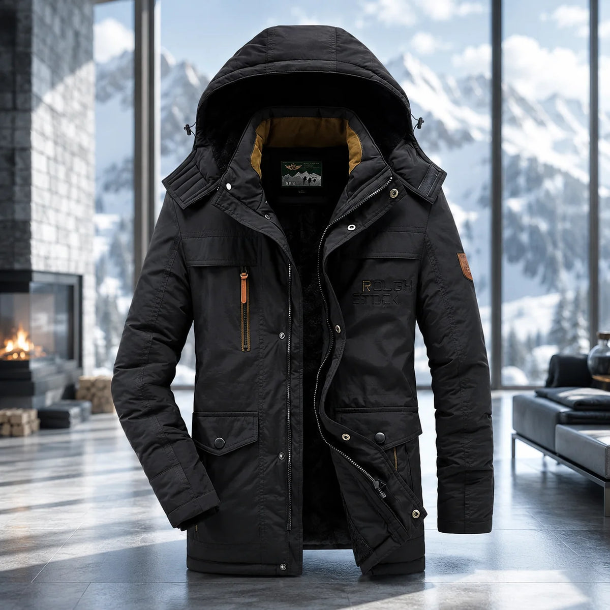 Parka Mid-Length Quilted & Fleece-Lined Detachable Hood