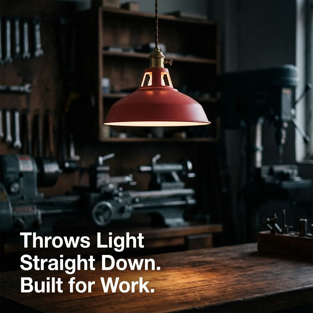 Pendant Light Barn Shade Painted Iron & Adjustable Chain