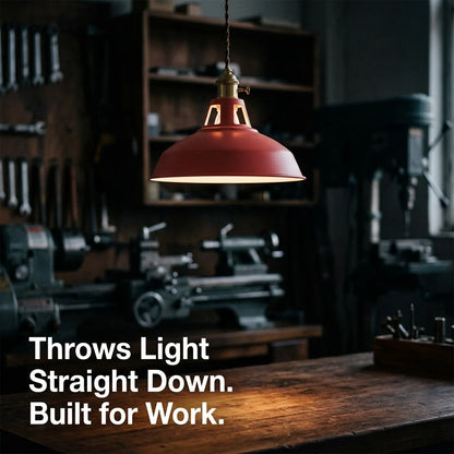 Pendant Light Barn Shade Painted Iron & Adjustable Chain