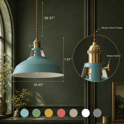 Pendant Light Barn Shade Painted Iron & Adjustable Chain