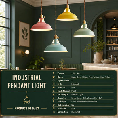 Pendant Light Barn Shade Painted Iron & Adjustable Chain