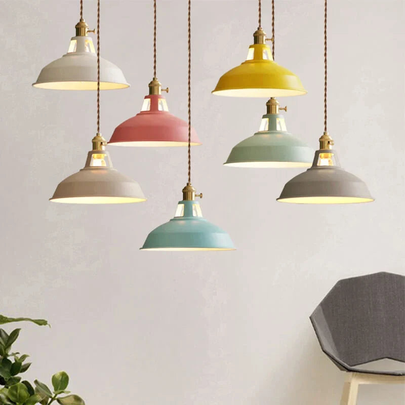 Pendant Light Barn Shade Painted Iron & Adjustable Chain