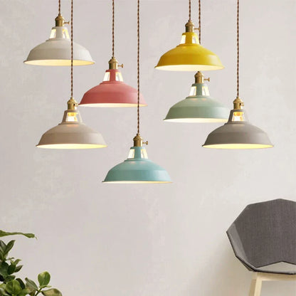 Pendant Light Barn Shade Painted Iron & Adjustable Chain