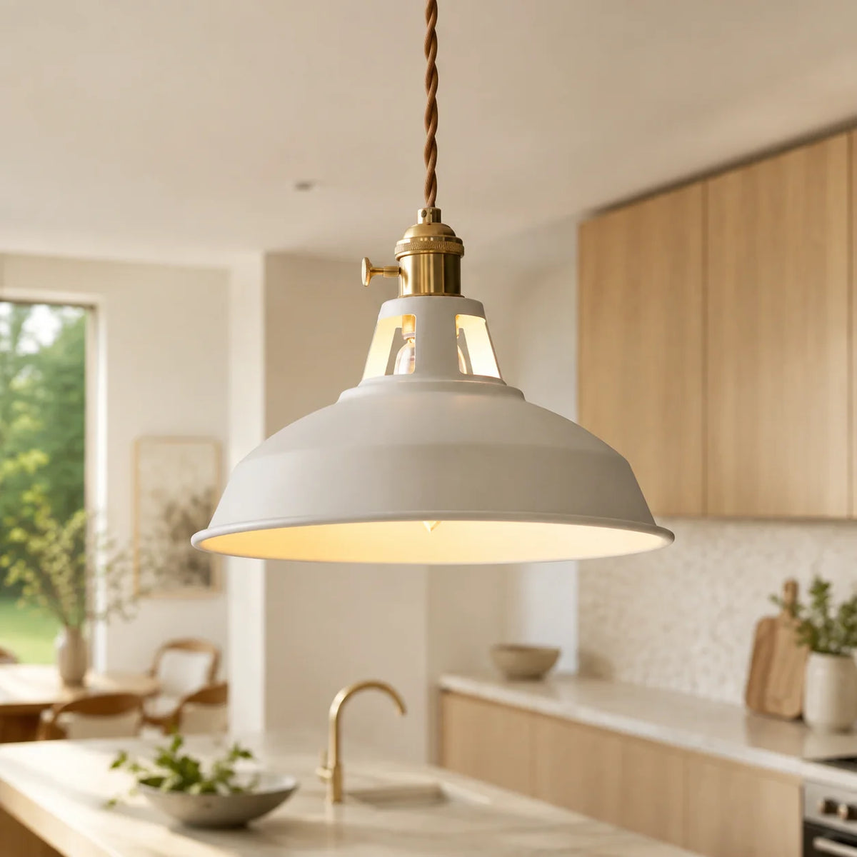 Pendant Light Barn Shade Painted Iron & Adjustable Chain