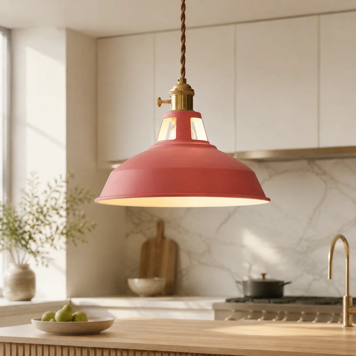 Pendant Light Barn Shade Painted Iron & Adjustable Chain