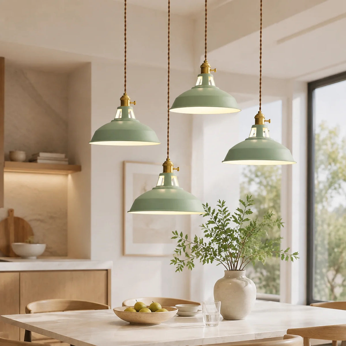 Pendant Light Barn Shade Painted Iron & Adjustable Chain