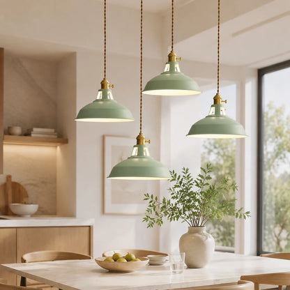 Pendant Light Barn Shade Painted Iron & Adjustable Chain