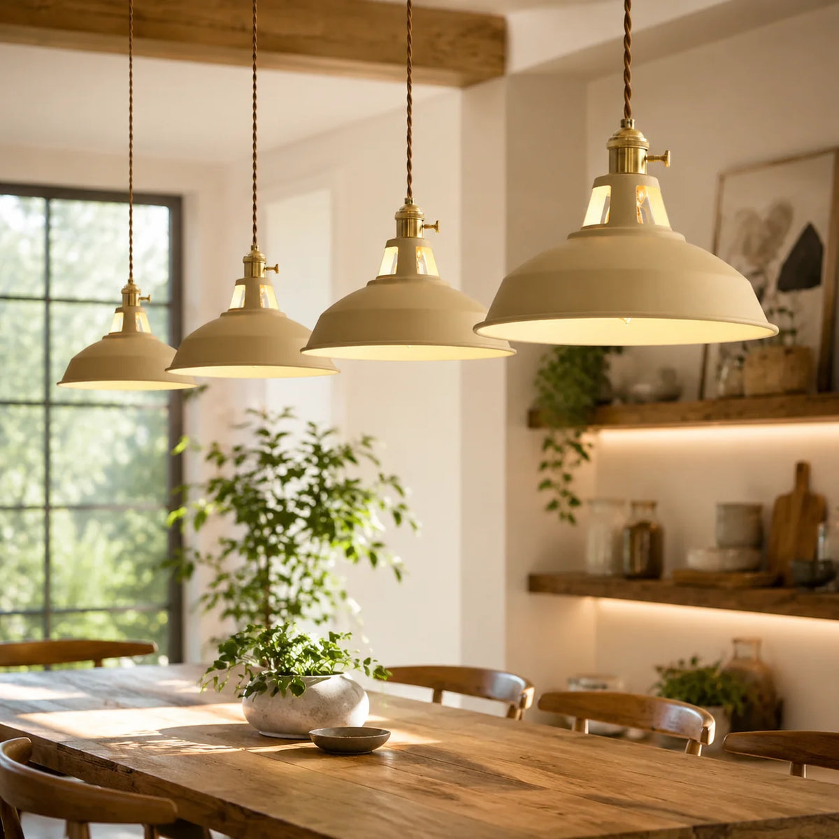 Pendant Light Barn Shade Painted Iron & Adjustable Chain