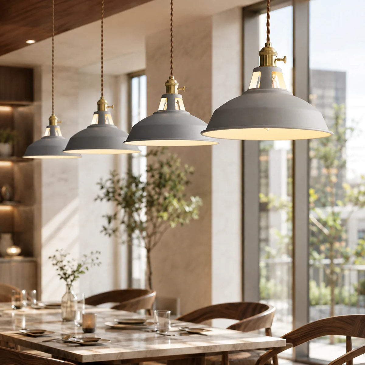 Pendant Light Barn Shade Painted Iron & Adjustable Chain
