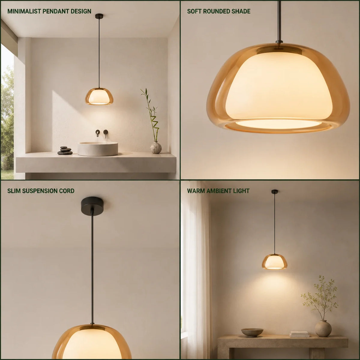 Pendant Light Frosted Glass Dome Soft Diffused Glow