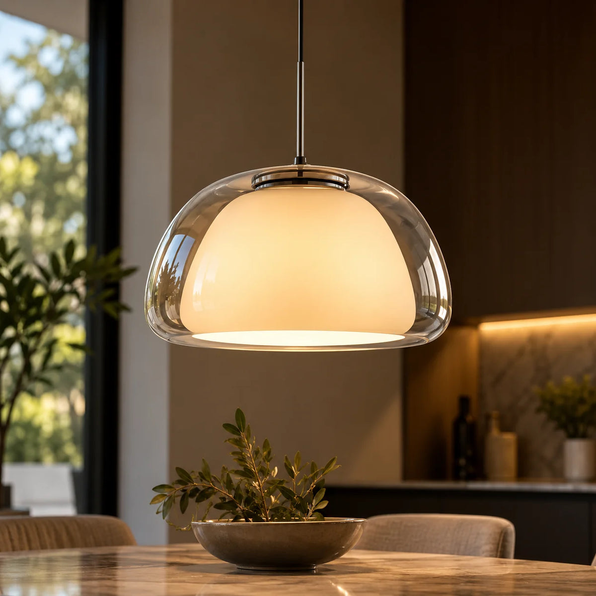 Pendant Light Frosted Glass Dome Soft Diffused Glow