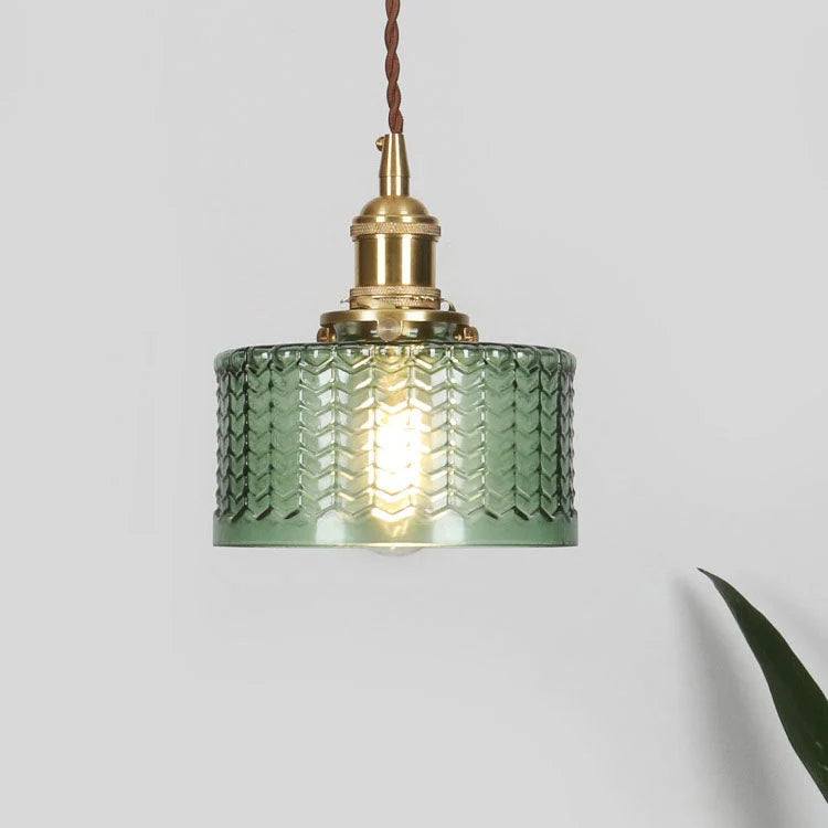 Pendant Light Glass Jar Shade Clear Or Green Warm Brass