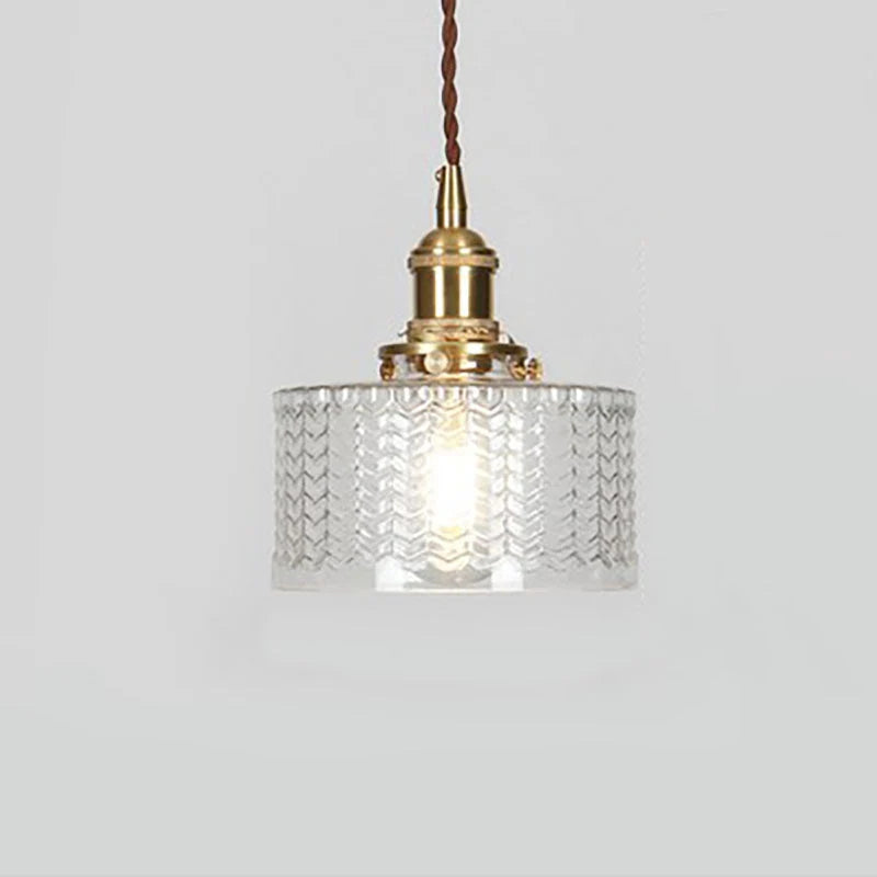 Pendant Light Glass Jar Shade Clear Or Green Warm Brass
