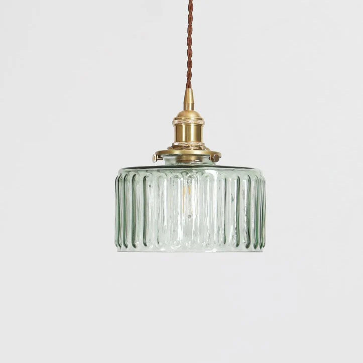 Pendant Light Glass Jar Shade Clear Or Green Warm Brass