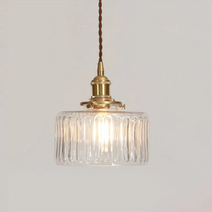 Pendant Light Glass Jar Shade Clear Or Green Warm Brass