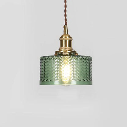 Pendant Light Glass Jar Shade Clear Or Green Warm Brass