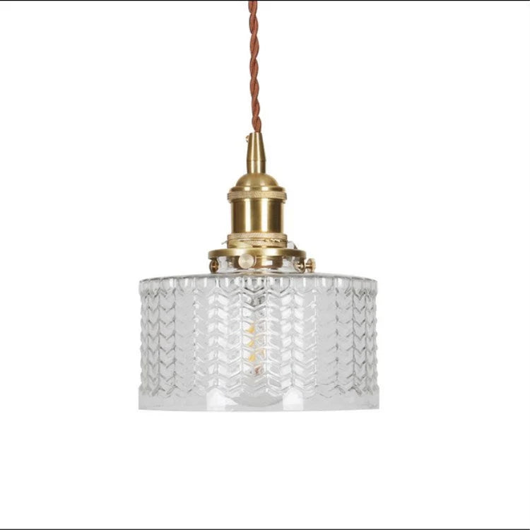 Pendant Light Glass Jar Shade Clear Or Green Warm Brass