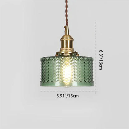 Pendant Light Glass Jar Shade Clear Or Green Warm Brass