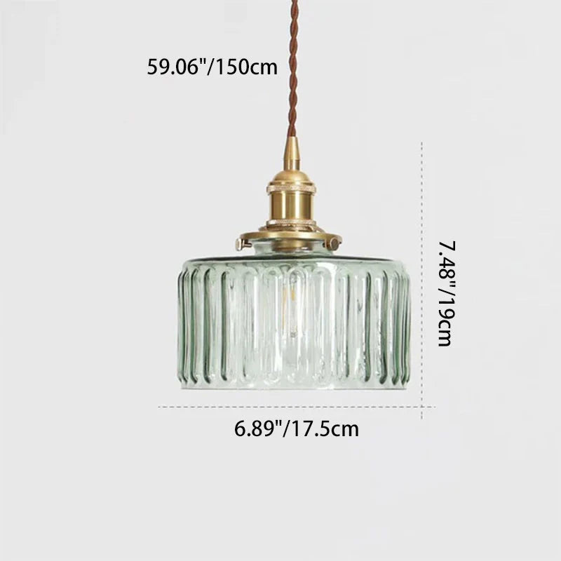 Pendant Light Glass Jar Shade Clear Or Green Warm Brass