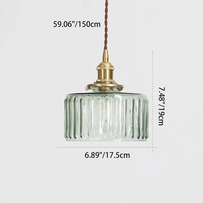 Pendant Light Glass Jar Shade Clear Or Green Warm Brass