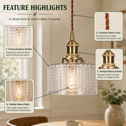 Pendant Light Glass Jar Shade Clear Or Green Warm Brass